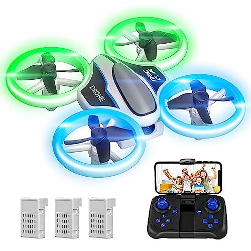 Mini Drone con Telecamera 1080P HD per Bambini e Principianti, Droni Quadricottero RC con Luci LED e 3 Batterie, Giocattolo Regalo per Ragazzi e Ragazze, Verde