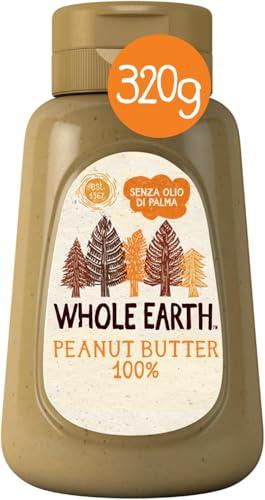 Whole Earth Burro di Arachidi Cremoso, Crema Spalmabile Arachidi Tostate, Fonte Naturale di Proteine Vegetali, Senza Glutine, Vegan, Bottiglia Squeeze, Confezione da 320g