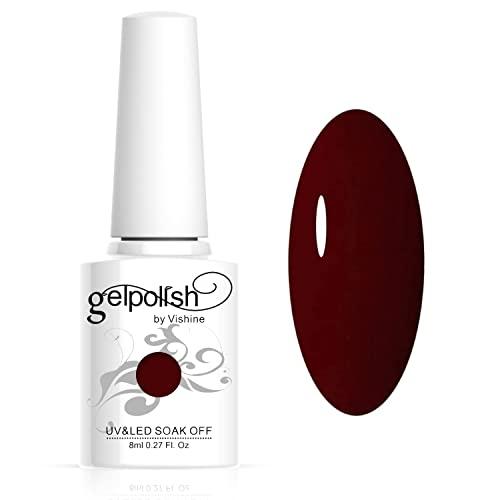Vishine Smalto Semipermente per Unghie in Gel UV LED Smalti per Unghie Colori per Soak Off Manicure e Pedicure 8ml 1pzs - Wine Red #1418
