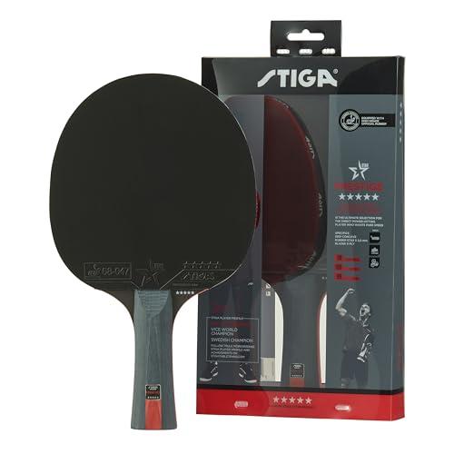 STIGA Racchetta da Ping Pong Prestige 5 Stelle, Telaio 5 Strati, Gomma STAR 5 ITTF, Spugna 2.0 mm, Tecnologia WRB per Maggiore Velocità, Manico Concavo e Presa Comoda - Livello Avanzato