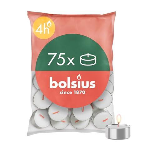 Bolsius D-light Tealight – 75 pezzi – in sacchetto – Lunghezza durata 4 ore – Candele decorative per la casa – Bianco – Contiene cera naturale – Senza olio di palma