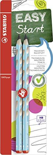 STABILO EASYgraph - Matita Ergonomica triangolare - per Destrimani - Azzurro - Pack da 2 - Gradazione HB