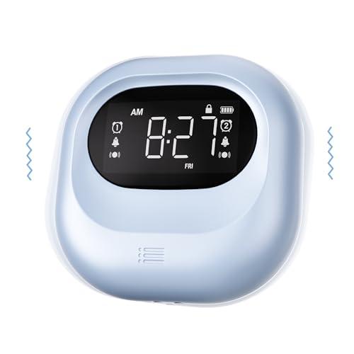 Mesqool Sveglia digitale a batteria con porta di ricarica di tipo C, sveglia rumorosa con snooze e modalità weekend, volume regolabile DST Mini allarme vibrazione per camera da letto, scrivania
