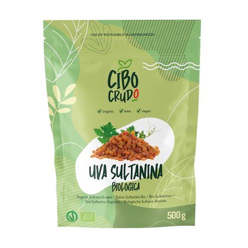 Uvetta Sultanina Bio - 500g. Uva Sultanina Essiccata e Cruda. Uva Passa Disidratata Senza Zuccheri Aggiunti da Consumare con Snack o in Dolci.