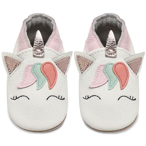 IceUnicorn Scarpe Neonato Scarpine primi passi Morbida Pelle Scarpine prima infanzia Suola Scamosciata Carino Colorate Animali 0 a 24 mesi(Unicorno Bianco, 12-18 mesi)