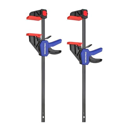 WORKPRO Morsetti da Falegname 2 Pezzi, Set di Morsetti per Legno a sgancio rapido da 305 mm per il Serraggio e l'allungamento, Morsetti a barra Serraggio 68 kg, Fissaggio del Legno con una Sola Mano