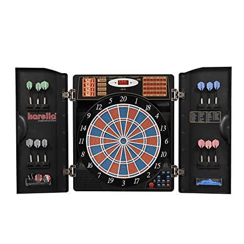Karella CB-90 - Bersaglio elettronico con 38 Giochi e 211 Varianti, Dimensioni esatte del torneo in Versione a 2 Fori, con 12 Freccette morbide