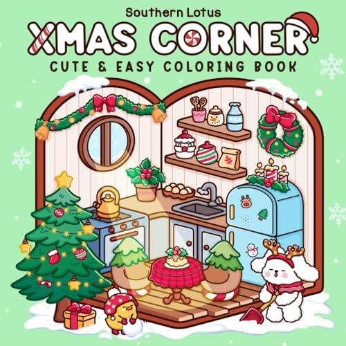 Xmas Corner: Coloring Book for Adults and Teens Featuring Christmas Scenes and Pocket Spaces, Cute and Easy Designs for Relaxation and Stress Relief