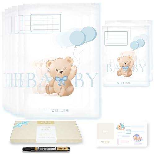 WELLODE® 8 Bustine Corredino Neonato Ospedale Teddy Bear (6 Grandi e 2 Piccole) - Sacchetti Cambio Neonato Ospedale Riutilizzabili per Asilo e Viaggi - Idea Regalo per Future Mamme (COPYRIGHT)