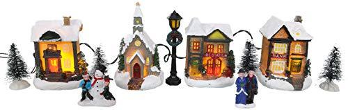 Toyland® 12 pezzi Mini villaggio luminoso con luci LED - a batteria - decorazione natalizia