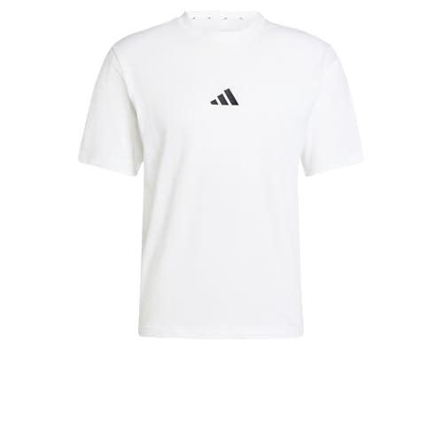 Adidas Homme Essentials Small Logo Single Jersey Tee, White/Black, L