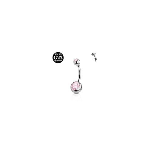 Titanio FunZing Anelli ombelico Piercing Argento mm 6-16mm Barre Lunghezza Donna 1 Pezzo 14G Solido Piercing Ombelico Rosa Blu CZ