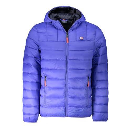 NORWAY NAUTICAL SCHOOL, Piumino da Uomo, Giubbino da Uomo, Giacca Uomo 100gr, Con Cappuccio e Zip, Antivento, Traspirante, Leggera, Calda (IT, Testo, M, Regular, Regular, Bluette)