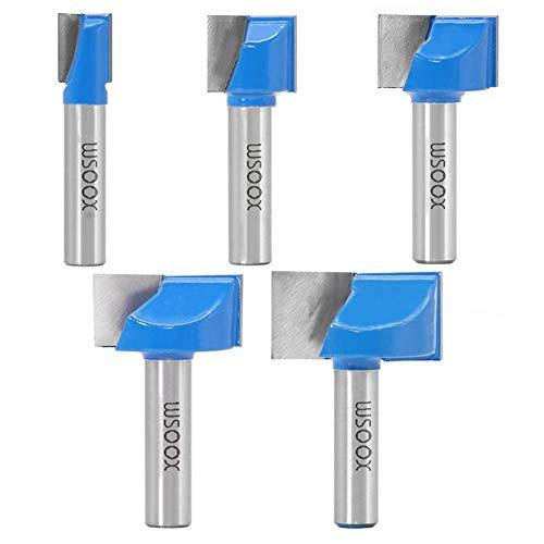 WSOOX - Set di 5 punte per fresa con codolo da 8 mm, per fresatura del legno, 10/15/20/25/30 mm
