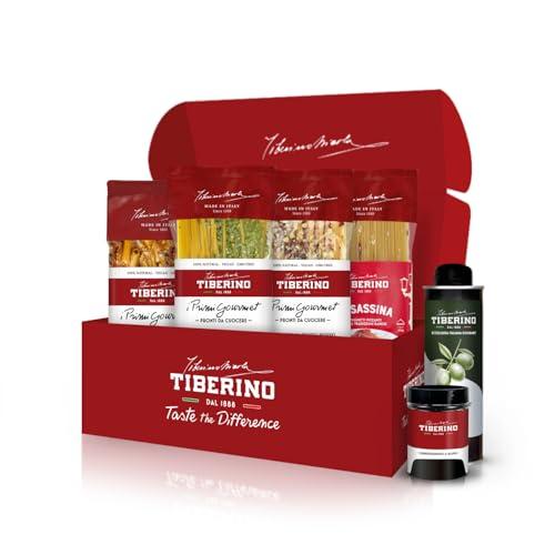 Tiberino 1888 – Box Italian Gourmet Excellence | Le ricette più desiderate in un cofanetto esclusivo: Pesto, Trapanese, Tricolore, Arrabbiata, Assassina | Pasta pronta da cuocere