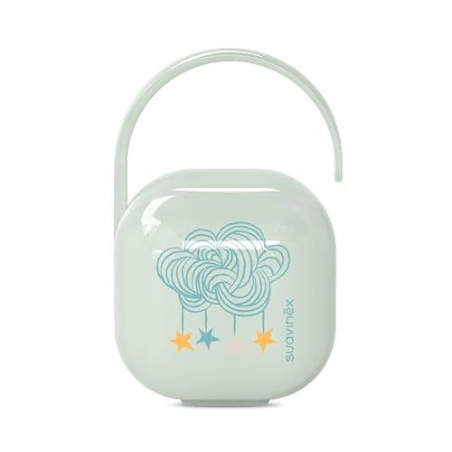 Suavinex Porta Ciuccio Bimbo, Capacita 2 Succhietti, Scatola Portaciuccio, Custodia, con Manico per Appendere al Passeggino, 0 Mesi, Dreams Azzurro