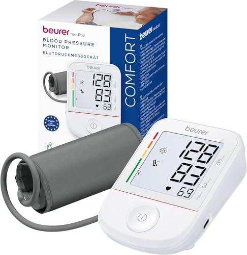 Beurer BM 38 misuratore di pressione da braccio, facile utilizzo pulsante, misurazione precisa con indicatore di riposo, rilevazione aritmia, polsino 22-42 cm, trasferimento dati su Apple Health