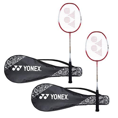 YONEX ZR 100 - Racchetta da badminton leggera in alluminio con copertura completa, set da 2 pezzi, colore: Rosso/Rosso