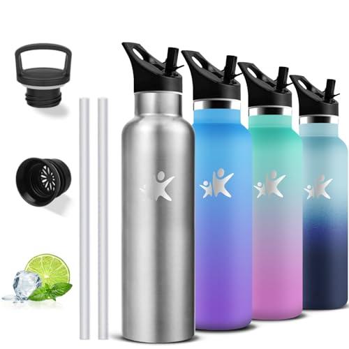 Borraccia Termica, Bottiglia Termica 750ml, Senza BPA, Borracce Termiche con Cannuccia, Borraccia Palestra Senza Perdite, Mantiene Caldo per 12 Ore/Freddo 24 Ore, Bottiglia per Campeggio, Palestra