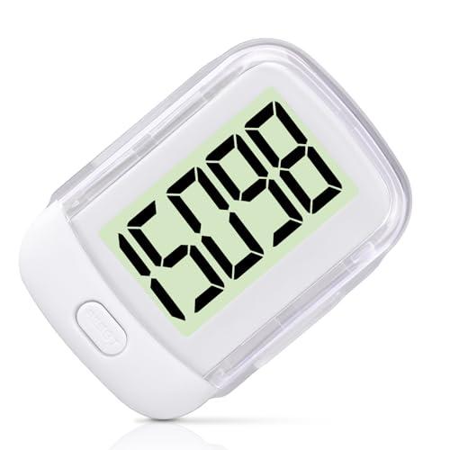 Flintronic Contapassi 3D Sportivo Portatile per Camminare con Clip e Cordino - Contapassi per Fitness Uomo/Donna/Anziani/Bambini, Bianco