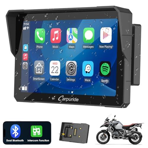Carpuride W702B Pro Moto Carplay Schermo con Supporto per BMW Moto, Wireless CarPlay e Android Auto, 7 Pollici Impermeabile Touchscreen, Doppio Bluetooth, Interfono Funzione, Navigazione.