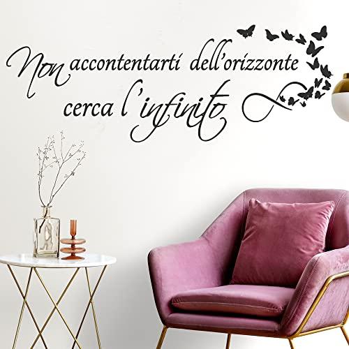 Adesivi Murali Frasi in italiano per Muro Citazioni Wall Sticker non accontentarti dell'orizzonte cerca infinito decorazione da muro camera da letto scritta adesiva per pareti casa home
