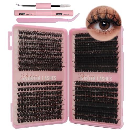VEGCOO 560 Pezzi Ciglia Finte Ciuffetti Kit, 60-100-120-150D Curl Ciglia Finte Naturali Russian Eyelashes Extensions, Cluster Lashes per Ragazze e Donne (10-16mm Mix)