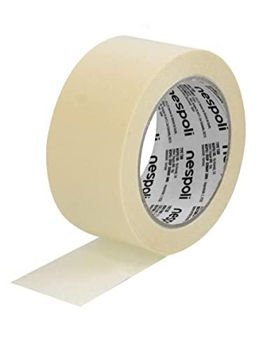 Nespoli – Nastro Carta Adesivo in Gomma Naturale, 50mm x 50m, Mascheratura Medium, Carta Gommata per Interni, Verniciatura Fai da Te - Nastro Imbianchino Facile da Strappare, Rimozione Senza Residui