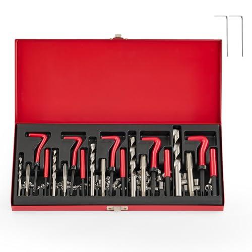 Orion Motor Tech 131 Pezzi Kit Riparazione di Filetti Kit Riparazione Filettatura, Helicoil Kit per Filetti Metrici Interni M5 M6 M8 M10 M12, Riparazione Elicoidi Kit per Viti e Filettatura Interna