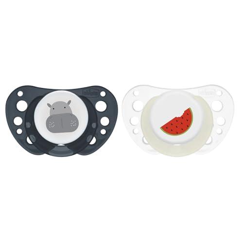 Chicco PhysioForma Succhietto Air Blu Lumi, Ciuccio 16-36 Mesi, Si Illumina al Buio, Tettarella in Silicone, Anatomico e Funzionale, Supporta la Respirazione Fisiologica, Blu, 2 Pezzi