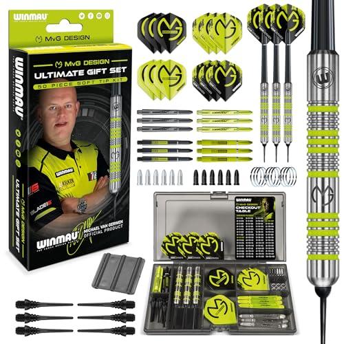 WINMAU - Set freccette Michael van Gerwen MvG Softip, idea regalo, set con 50 freccette con 4 set di astine, 4 set di alette e accessori