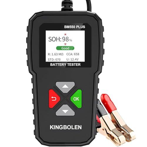 KINGBOLEN BM550 PLUS Tester batteria auto 6V 12V 24V Tester tensione Display LED,100-2000CCA 2-220Ah Strumento di test alternatore auto Analizzatore batteria digitale per auto, camion, marina, moto
