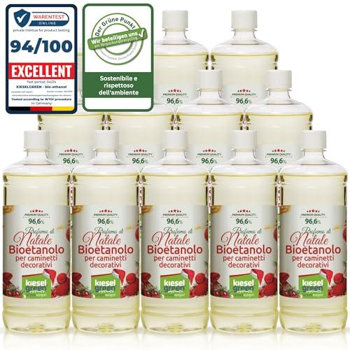 KieselGreen Bioethanolo 12 x 1 litro con Fragranza per Caminetto a Etanolo – Bio-etanolo profumato per Ambienti, molte Fragranze - Profumo per Caminetto a bioetanolo da Interno o da Tavolo