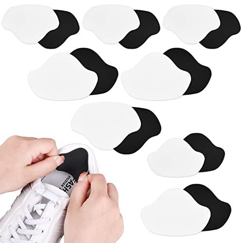 Flintronic 8 Paia Patch di Protezioni del Tallone, Riparazione del Foro Scarpa Aautoadesiva, in Microfibra (Nero + Bianco)