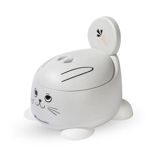 Bebeconfort Comodo Vasino Bambini, 12-36 Mesi (0-20 kg), Ergonomico e Compatto, Facile da Pulire, Tazza Amovibile, Paraspruzzi Igienico, Antiscivolo, Vasino per Bambini WC, Coniglio