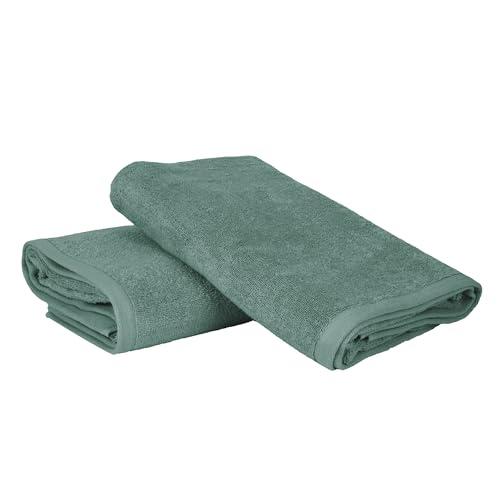 Ruggeri - Set 2 Teli Doccia e Bagno 70x140 cm - 100% Puro Cotone Extra Morbido - Collezione Asciugamani - Let's Color! (Verde)