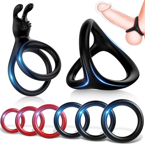 Sex Toys Anelli Pene,5 in 1 Anelli Pene Ritardanti,Ritardare L'eiaculazione Precoce e Aumenta la Potenza per L'erezione Anello Fallico Triangolo per la Stimolazione di Coppia Giocattoli Sessuali