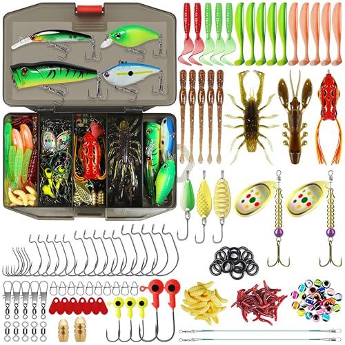 TRUSCEND 110 PCS Kit Esche Da Pesca, Esche Da Pesca Selezionate, Set Attrezzi Da Pesca Iniziale, Regalo Perfetto Per La Pesca