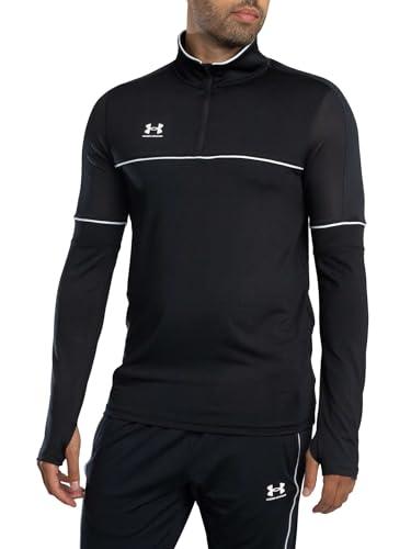 Under Armour Uomo Challenger Training Quarter Zip, Felpa Sportiva Resistente, Leggera e Traspirante, Maglia Manica Lunga con 1/4 Zip e Fori per i Pollici,Black/White,MD