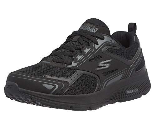Skechers Go Run Consistent, Scarpe da ginnastica Uomo, Black Leather Synthetic Charcoal Trim, 43 EU