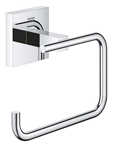 GROHE QUICKFIX Start Cube, Porta carta igienica, Installazione a vite o con colla, Cromo, 40978000