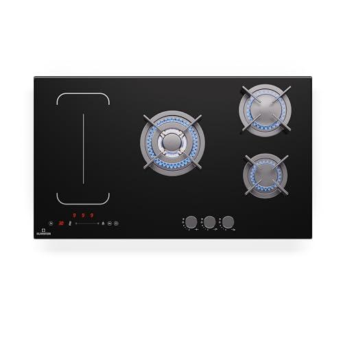 Klarstein MultiChef 5 - Piano Cottura A Induzione E Gas, 5 Zone, 10,6 Kw, Flexzone, Stop&Go, Timer, Nero, 87,5 Cm, Fornello A Induzione & Gas, Controllo Con Cursore, Supporti In Ghisa