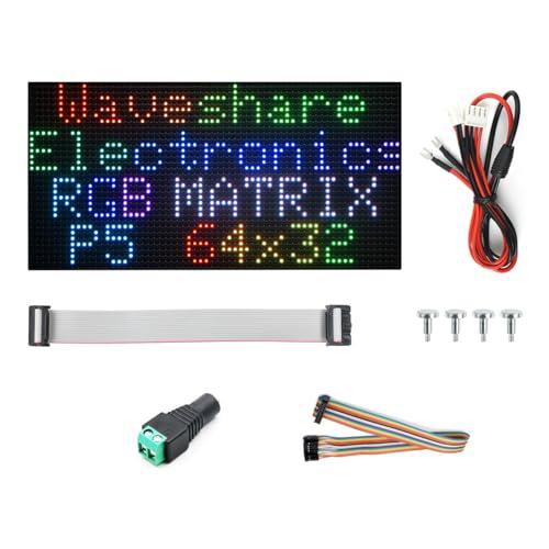 Waveshare RGB Full-Color LED Matrix Panel, 5mm Pitch, 64×32 Pixels, Adjustable Brightness