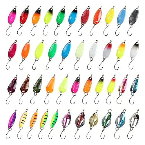 Cucchiaini Da Pesca Esche 43 Pezzi Esche Artificiali,Esche Da Pesca, Fishing Set,Esche Per La Pesca Alla Trota,Spoon Trout Area Per Trota, Persico,Luccio Spoon Kit Con Scatola