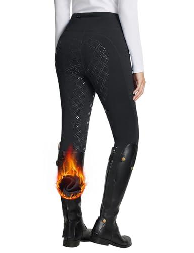 baleaf Pantaloni da Donna per Equitazione Jodhpurs Termici Pantaloni da Equitazione da Signora Collant da Equitazione con Sedile Completo e Grip in Silicone per l'Inverno con Tasche, Nero , XL