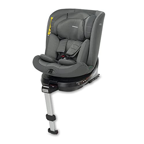 Foppapedretti Seggiolino Auto Iturn I-Size, Seduta Girevole a 360°, per bambini da 40 a 150 cm di altezza, 0-12 anni, conforme ECE R129, Fissaggio Dualfix (Isofix e non), Safe Body Protection, Grigio