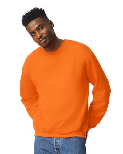 TICTEX Felpa Girocollo per Uomo in Cotone - Felpa Basic Senza Cappuccio per Uso Quotidiano e Abbigliamento da Lavoro - Safety Orange, S