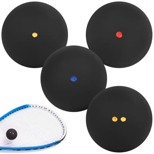 YYTECH Set di 4 Palline Da Squash Sportive, Palla Da Squash Ad Alto Rimbalzo, Doppi Punti Gialli, Singoli Punti Gialli, Singoli Punti Rossi, Singola Pallina Da Squash Sportiva Blu, Per Principianti