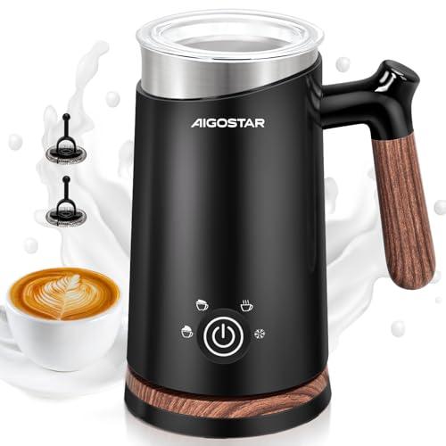 Aigostar Milky - Montalatte Elettrico Automatico 4 in 1, Cappuccinatore Elettrico 500W 300ml, Schiuma Automatico Latte Calda/Fredda Montalatte per Cappuccino Macchiato Caffè Latte e Cioccolata Calda