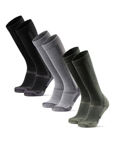 DANISH ENDURANCE Calze Lunghe Trekking in Lana Merino, Calzettoni Anti Vesciche, da Uomo e Donna, 1 o 3 Paia, Multicolore (1xNero, 1xGrigio Chiaro, 1xVerde), 43-47